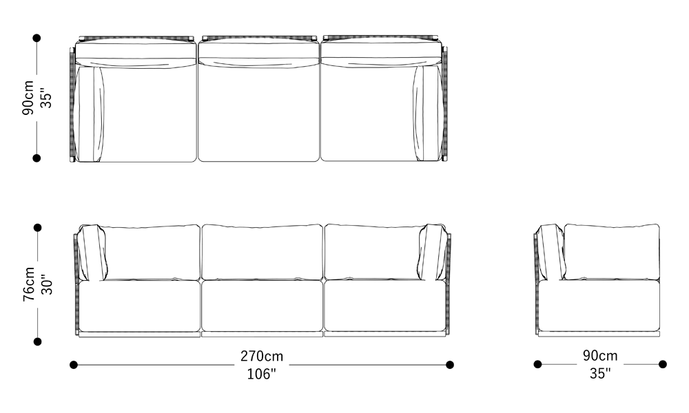 Image of the main dimensions of the product